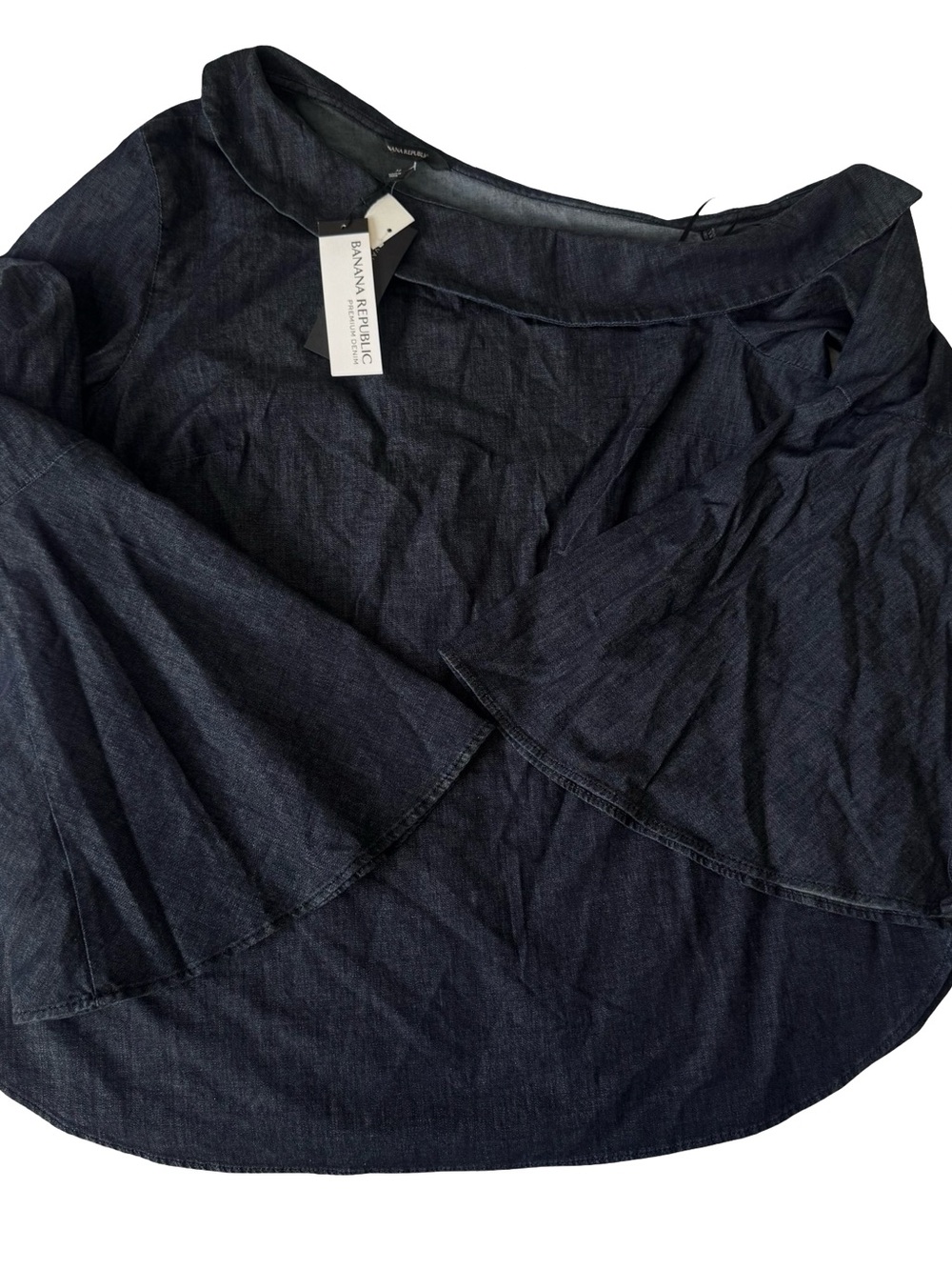 NWT Banana Republic Women’s Premium Denim Off-Shoulder Flare Top Size 14